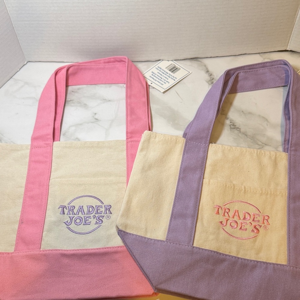 Set of 2 Trader Joe’s Mini Canvas Totes.  New with Tags